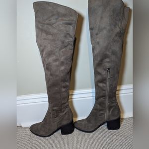 BP Luke Over the Knee Taupe Faux Suede Boots